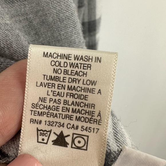 Cloth & Stone Anthropologie Gray White Plaid Top Pleats XS Cropped | G1868 - Picture 6 of 9